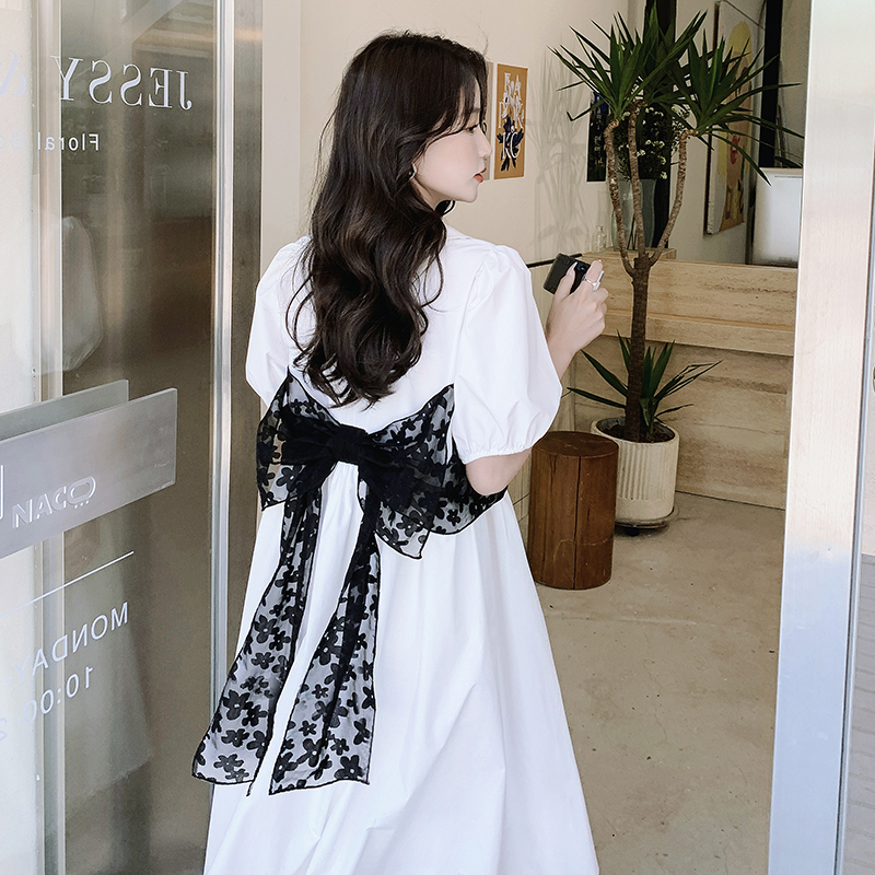 Stunning White Puff Sleeve Dress for Women - Summer 2025 Long Shirt Dress with High-End Feel, Chic and Elegant Style