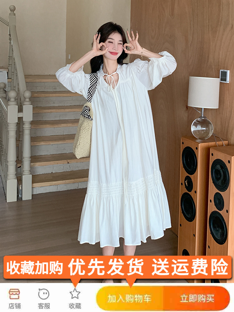 Stunning White Three-Quarter Sleeve Dress for Women - Relaxed Fit Long Skirt, Perfect for Summer 2025 Vacation & Fairy Style Stunning White Three-Quarter Sleeve Dress for Women - Relaxed Fit Long Skirt, Perfect for Summer 2025 Vacation & Fairy Style
