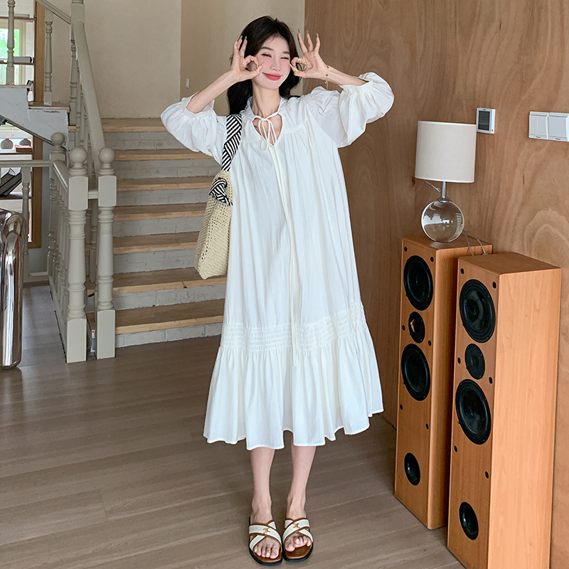 Stunning White Three-Quarter Sleeve Dress for Women - Relaxed Fit Long Skirt, Perfect for Summer 2025 Vacation & Fairy Style Stunning White Three-Quarter Sleeve Dress for Women - Relaxed Fit Long Skirt, Perfect for Summer 2025 Vacation & Fairy Style
