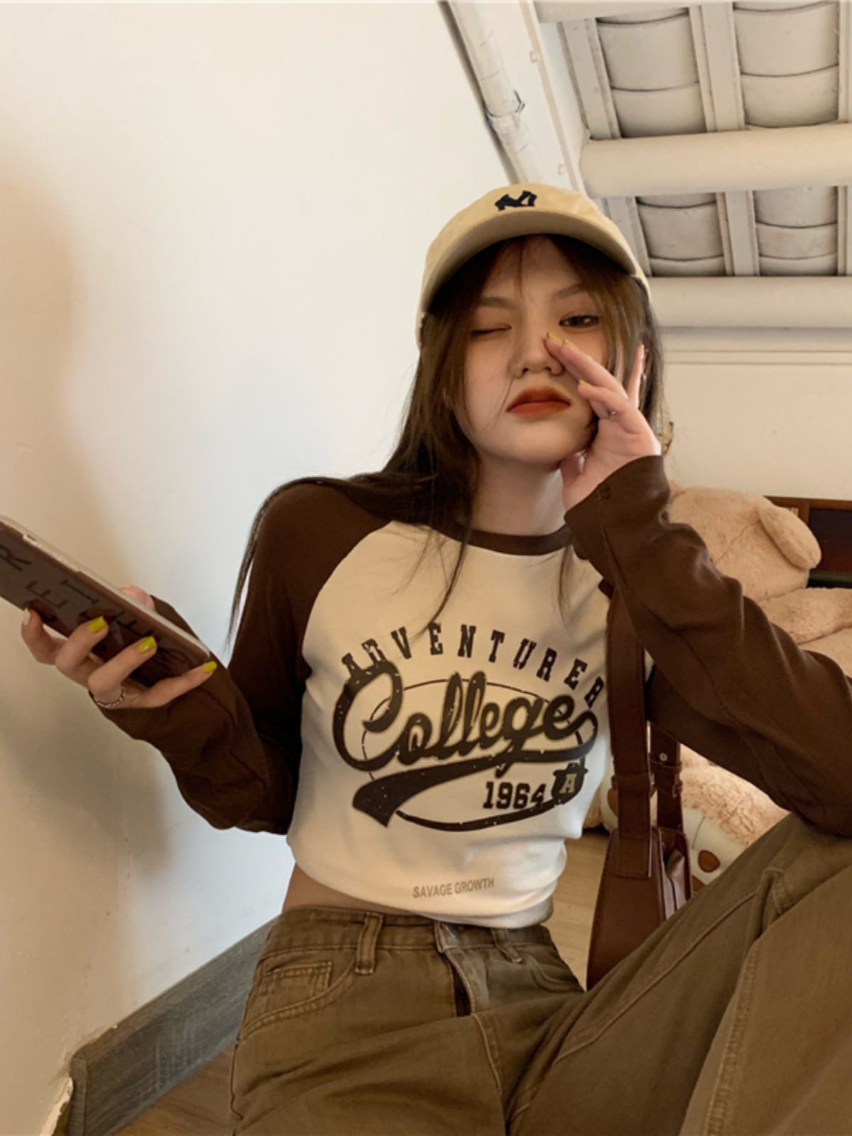 Stylish Fitted Raglan Sleeve Top for Early Autumn - Hot Girl Jazz Dance Outfit & Trendy Zumba Practice Wear Stylish Fitted Raglan Sleeve Top for Early Autumn - Hot Girl Jazz Dance Outfit & Trendy Zumba Practice Wear