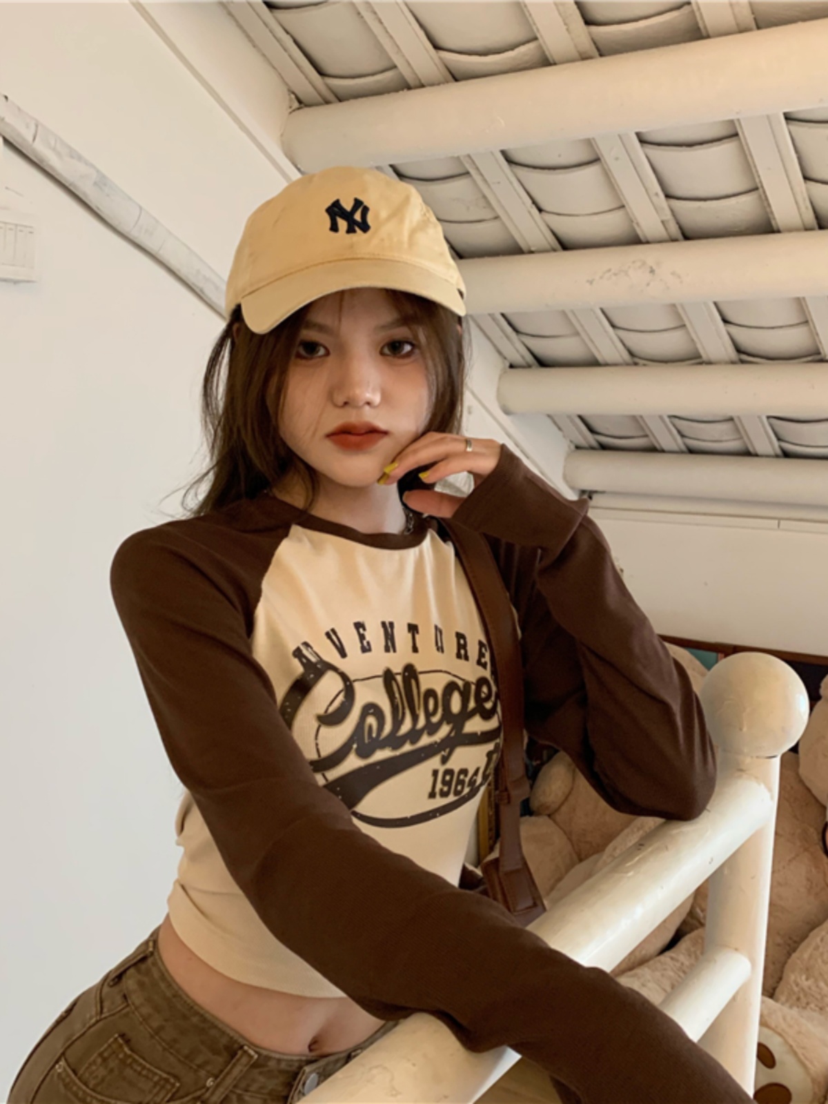 Stylish Fitted Raglan Sleeve Top for Early Autumn - Hot Girl Jazz Dance Outfit & Trendy Zumba Practice Wear