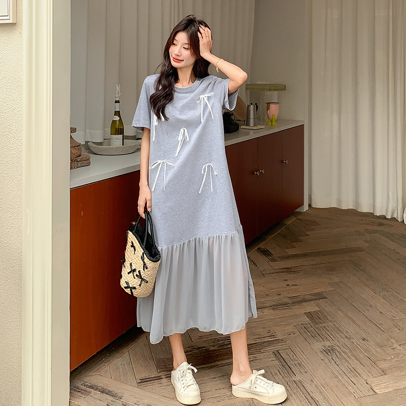 Stylish Gray T-Shirt Dress for Women, Summer 2025, Relaxed Fit with Mermaid Ankle-Length Skirt, Trendy and Chic Fashion. Stylish Gray T-Shirt Dress for Women, Summer 2025, Relaxed Fit with Mermaid Ankle-Length Skirt, Trendy and Chic Fashion.