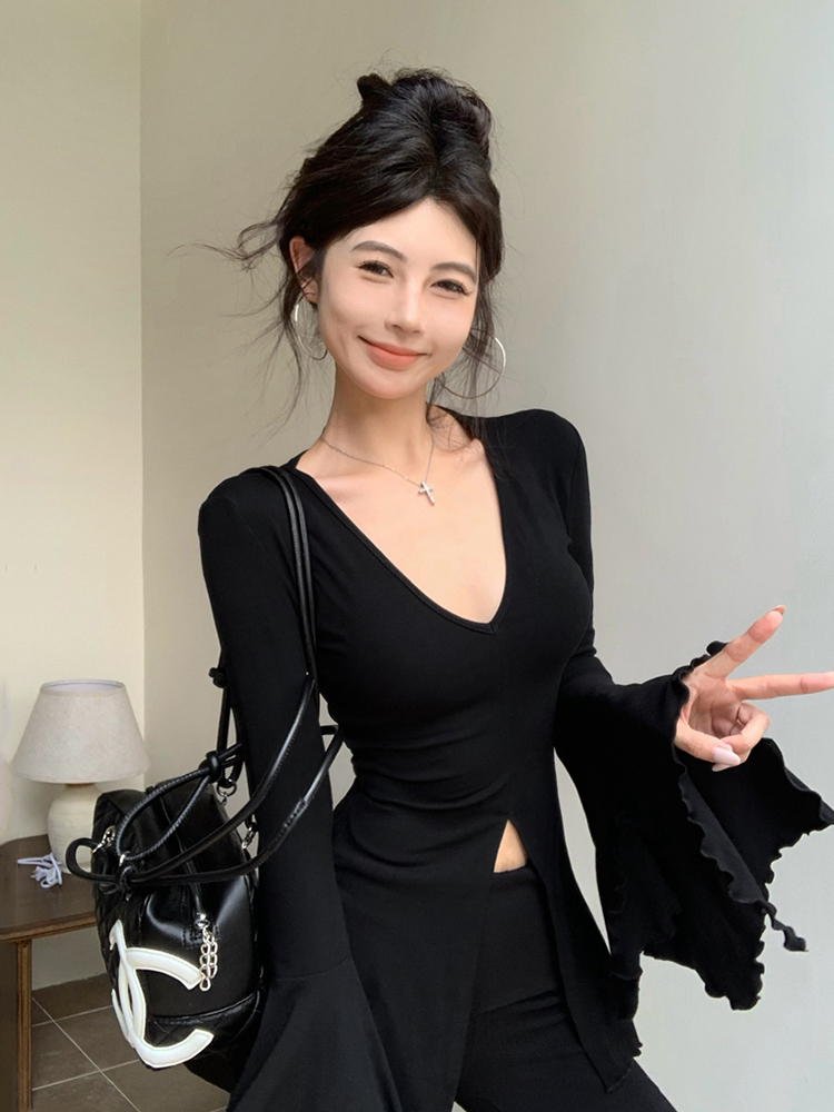 Stylish Long Sleeve T-Shirt for Women, Y2K Jazz Dance Top, K-Pop Festival Outfit, Spring Autumn Fashion