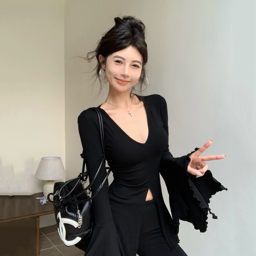 Stylish Long Sleeve T-Shirt for Women, Y2K Jazz Dance Top, K-Pop Festival Outfit, Spring Autumn Fashion