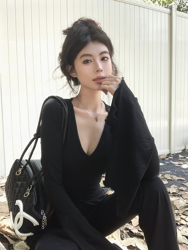 Stylish Long Sleeve T-Shirt for Women, Y2K Jazz Dance Top, K-Pop Festival Outfit, Spring Autumn Fashion Stylish Long Sleeve T-Shirt for Women, Y2K Jazz Dance Top, K-Pop Festival Outfit, Spring Autumn Fashion