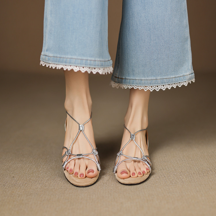 Stylish Slim Strap Roman Sandals - Trendy Summer Footwear for Effortless Y2K Style