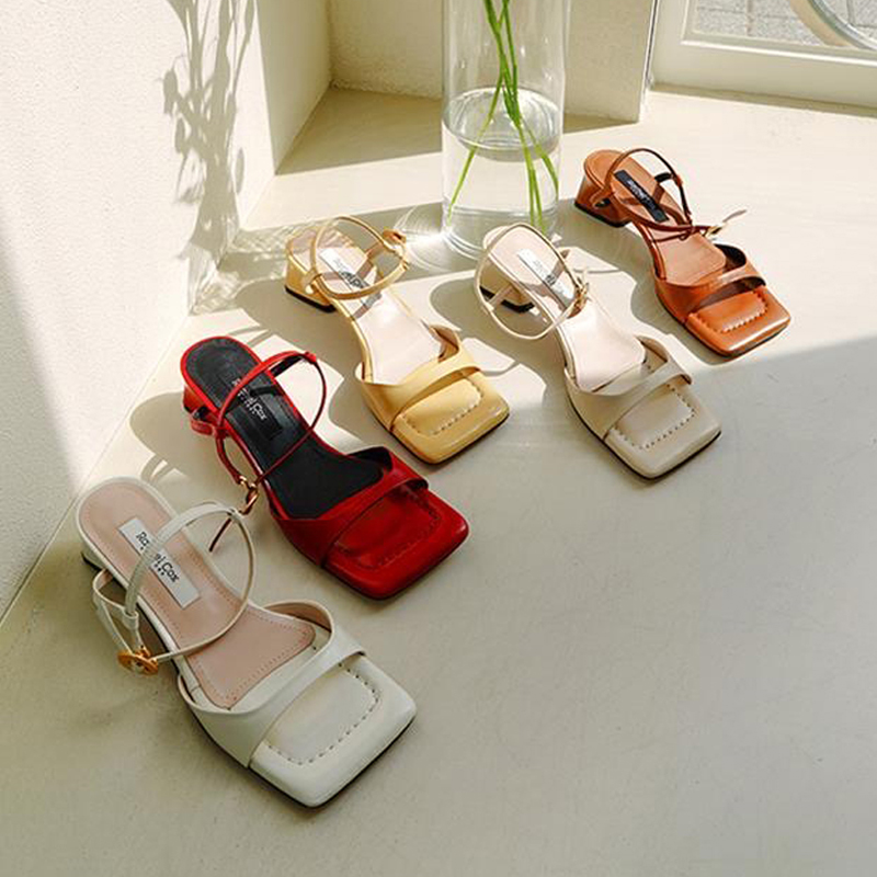 Stylish Square Toe Square Heel Sandals with Buckle - Elegant Boss Lady Design for Chic Summer Fashion Stylish Square Toe Square Heel Sandals with Buckle - Elegant Boss Lady Design for Chic Summer Fashion