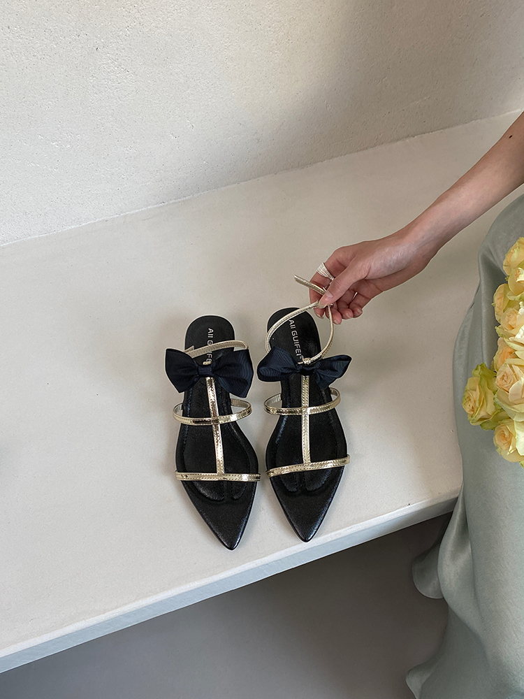 Stylish Women's French Flat Pointed-Toe Sandals - Trendy Roman Design for Summer 2025, Perfect with Skirts and Dresses