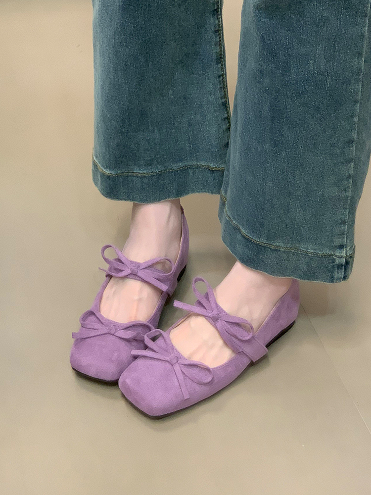 Suede High-Heeled Bow Mary Jane Shoes - Versatile Commuter Footwear for Skirts and Dresses, Stylish Everyday Wear