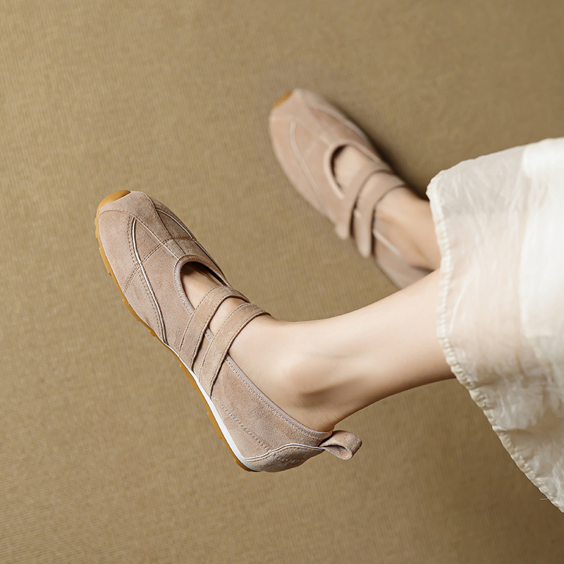 Suede Loafers with Velcro Double Straps - Casual Women's Training Shoes with Hidden Height Increase, Y2K Style Suede Loafers with Velcro Double Straps - Casual Women's Training Shoes with Hidden Height Increase, Y2K Style