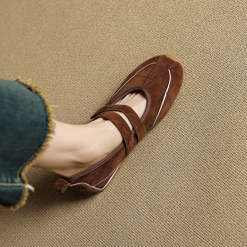 Suede Loafers with Velcro Double Straps - Casual Women's Training Shoes with Hidden Height Increase, Y2K Style Suede Loafers with Velcro Double Straps - Casual Women's Training Shoes with Hidden Height Increase, Y2K Style