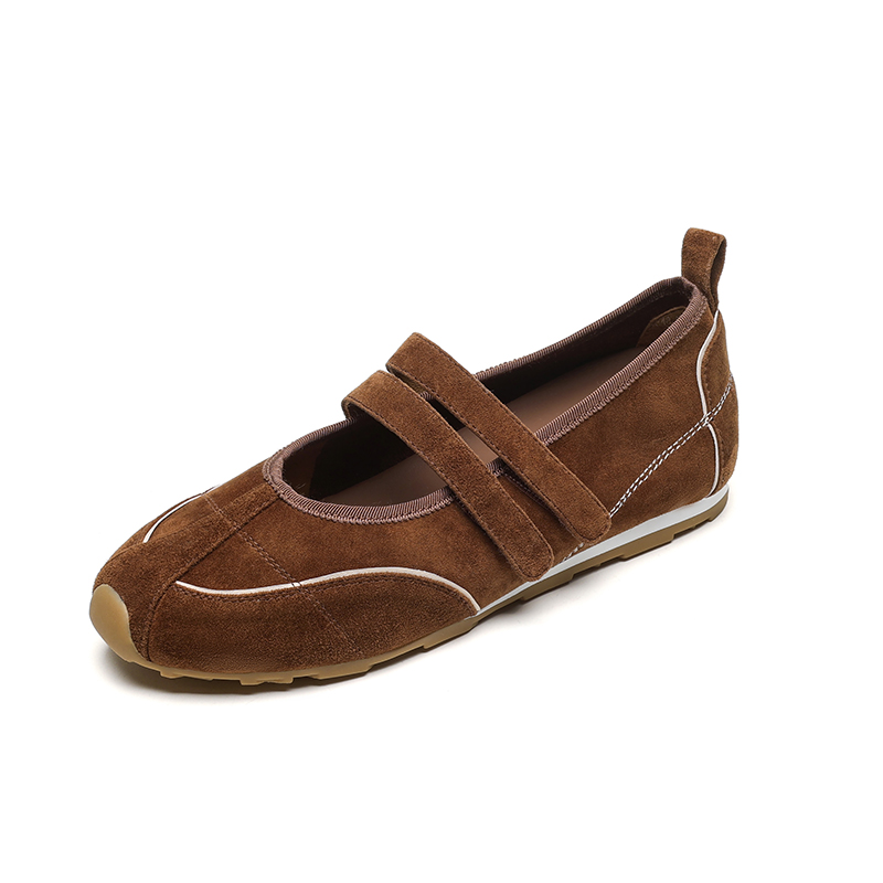 Suede Loafers with Velcro Double Straps - Casual Women's Training Shoes with Hidden Height Increase, Y2K Style