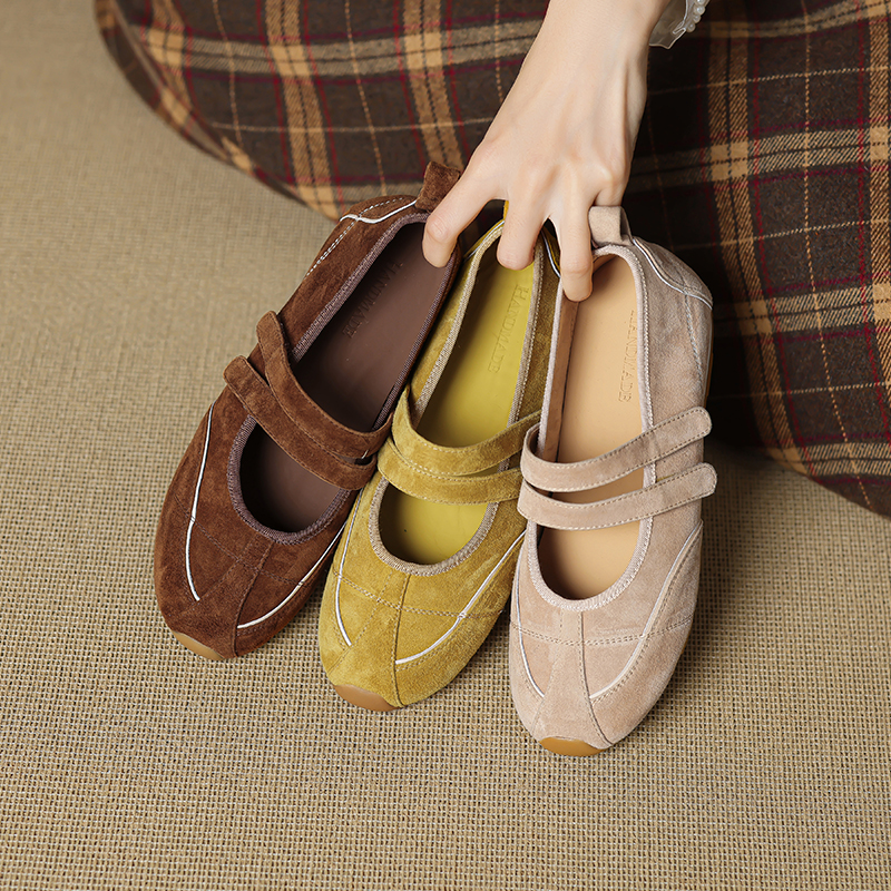 Suede Loafers with Velcro Double Straps - Casual Women's Training Shoes with Hidden Height Increase, Y2K Style Suede Loafers with Velcro Double Straps - Casual Women's Training Shoes with Hidden Height Increase, Y2K Style