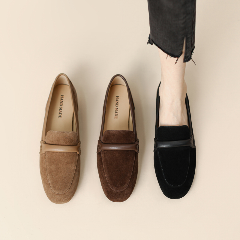 Suede Slip-On Loafers for Women - Versatile Retro Oxford Flat Shoes with Soft Sole