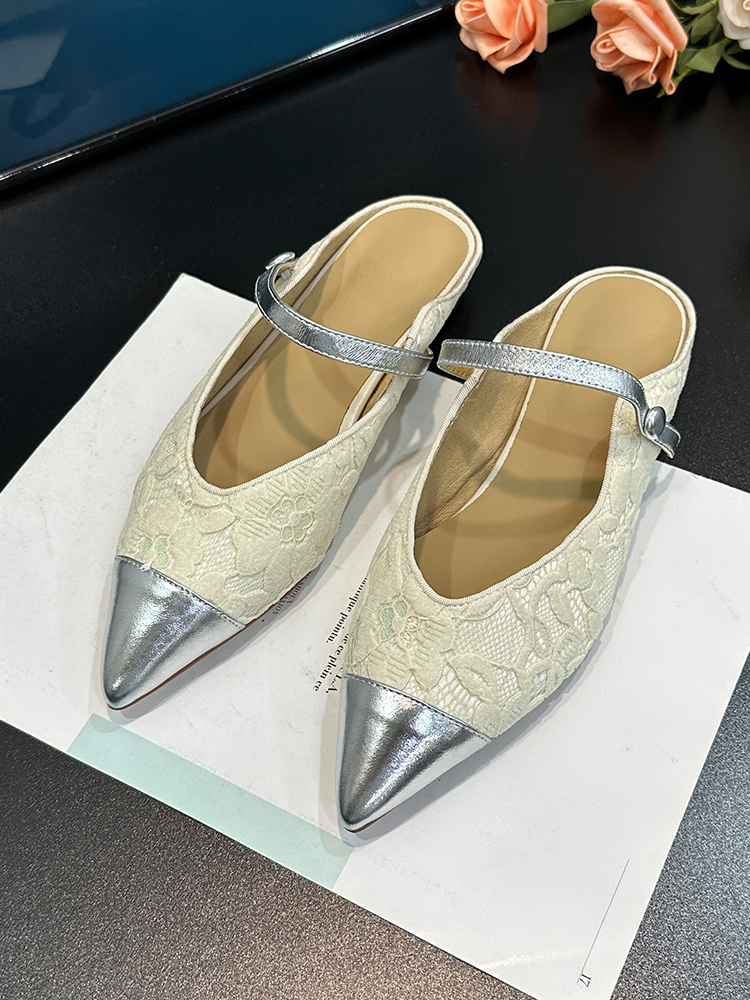 Summer 2025 French-Style Chunky-Heeled Color-Blocked Mules for Women - Genuine Leather Closed-Toe Half-Slippers for Outdoor Wear Summer 2025 French-Style Chunky-Heeled Color-Blocked Mules for Women - Genuine Leather Closed-Toe Half-Slippers for Outdoor Wear