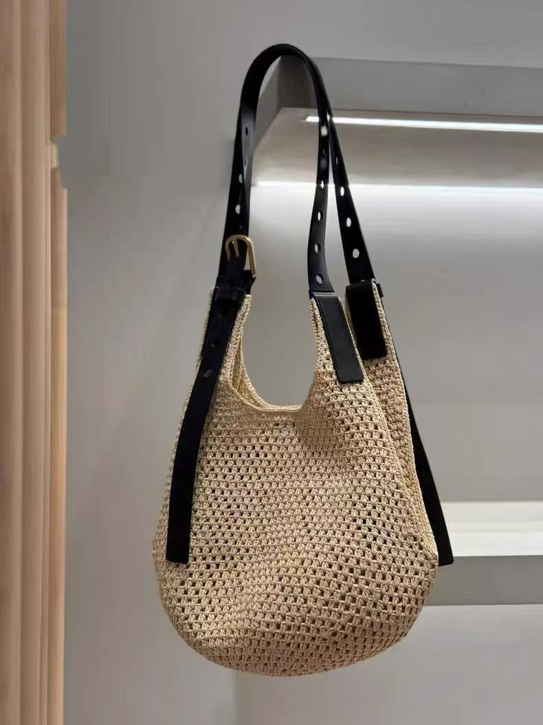 Summer 2025 Large Capacity Straw Crochet Woven Tote Bag - Stylish Shoulder & Crossbody Bag for Women