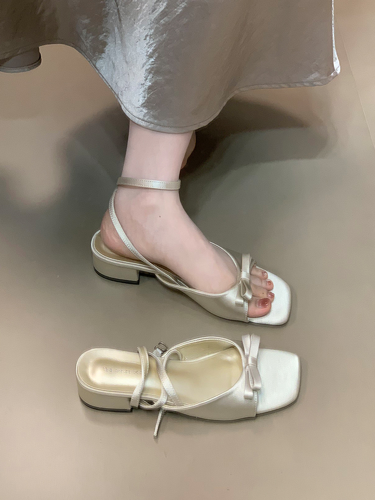 Summer 2025 Open-Toe Bow Sandals for Women, Low-Heeled Ankle Strap Slip-On Shoes, Trendy Summer Footwear Summer 2025 Open-Toe Bow Sandals for Women, Low-Heeled Ankle Strap Slip-On Shoes, Trendy Summer Footwear