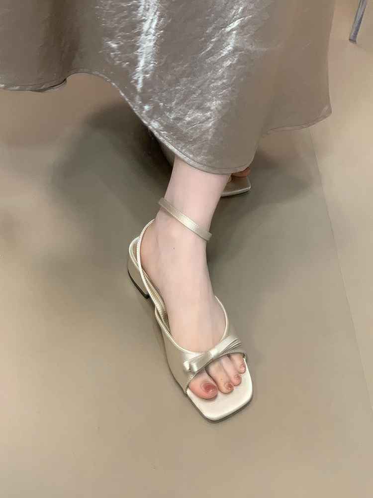 Summer 2025 Open-Toe Bow Sandals for Women, Low-Heeled Ankle Strap Slip-On Shoes, Trendy Summer Footwear Summer 2025 Open-Toe Bow Sandals for Women, Low-Heeled Ankle Strap Slip-On Shoes, Trendy Summer Footwear