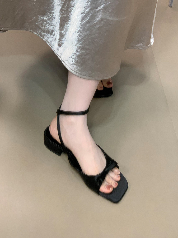 Summer 2025 Open-Toe Bow Sandals for Women, Low-Heeled Ankle Strap Slip-On Shoes, Trendy Summer Footwear Summer 2025 Open-Toe Bow Sandals for Women, Low-Heeled Ankle Strap Slip-On Shoes, Trendy Summer Footwear