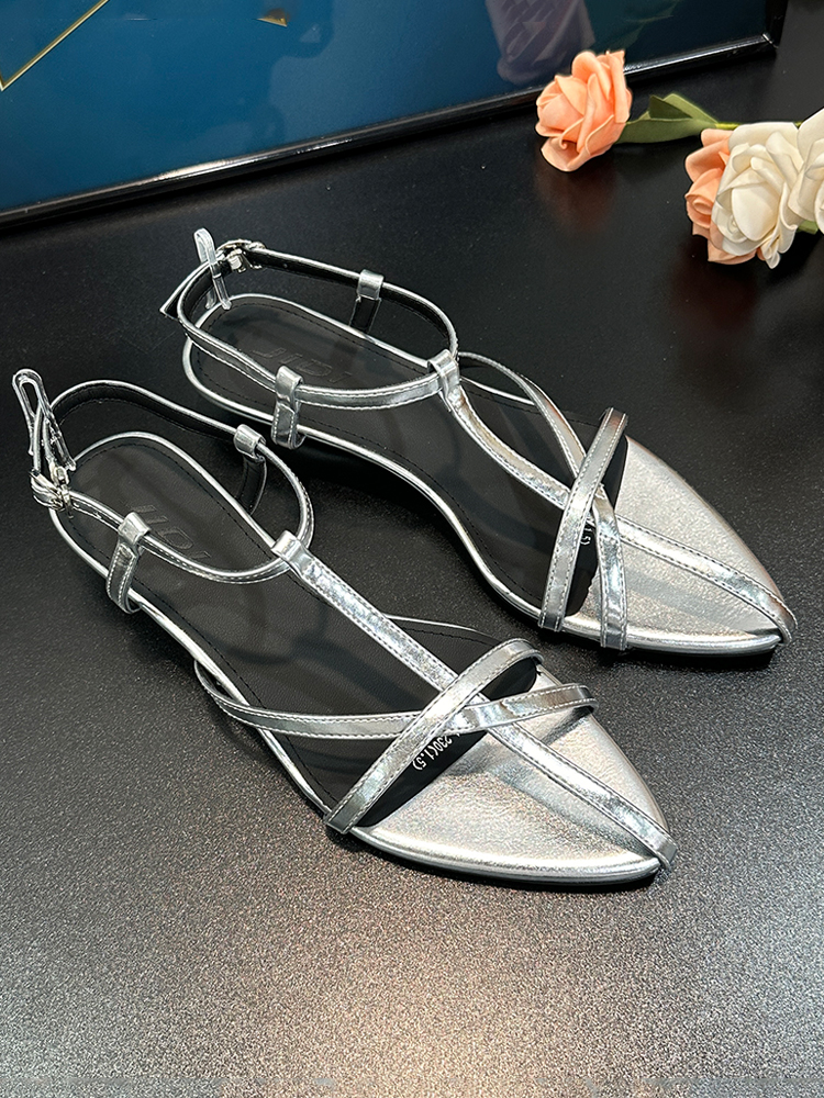 Summer 2025 Open-Toe One-Strap High-Heeled Sandals for Women, Pointed Toe Design, Thin Straps, Perfect for Skirts and Dresses Summer 2025 Open-Toe One-Strap High-Heeled Sandals for Women, Pointed Toe Design, Thin Straps, Perfect for Skirts and Dresses