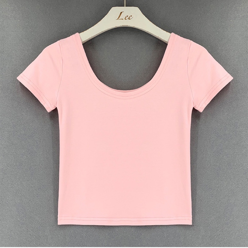 Summer 2025 Sexy Low U-Neck Women's T-Shirt with Waist-Showing Short Sleeves - Dongdaemun Korean Style Fashion Summer 2025 Sexy Low U-Neck Women's T-Shirt with Waist-Showing Short Sleeves - Dongdaemun Korean Style Fashion