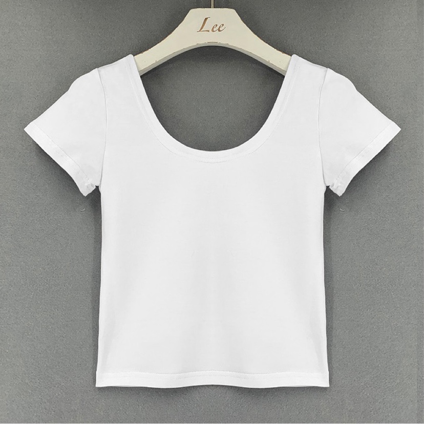 Summer 2025 Sexy Low U-Neck Women's T-Shirt with Waist-Showing Short Sleeves - Dongdaemun Korean Style Fashion