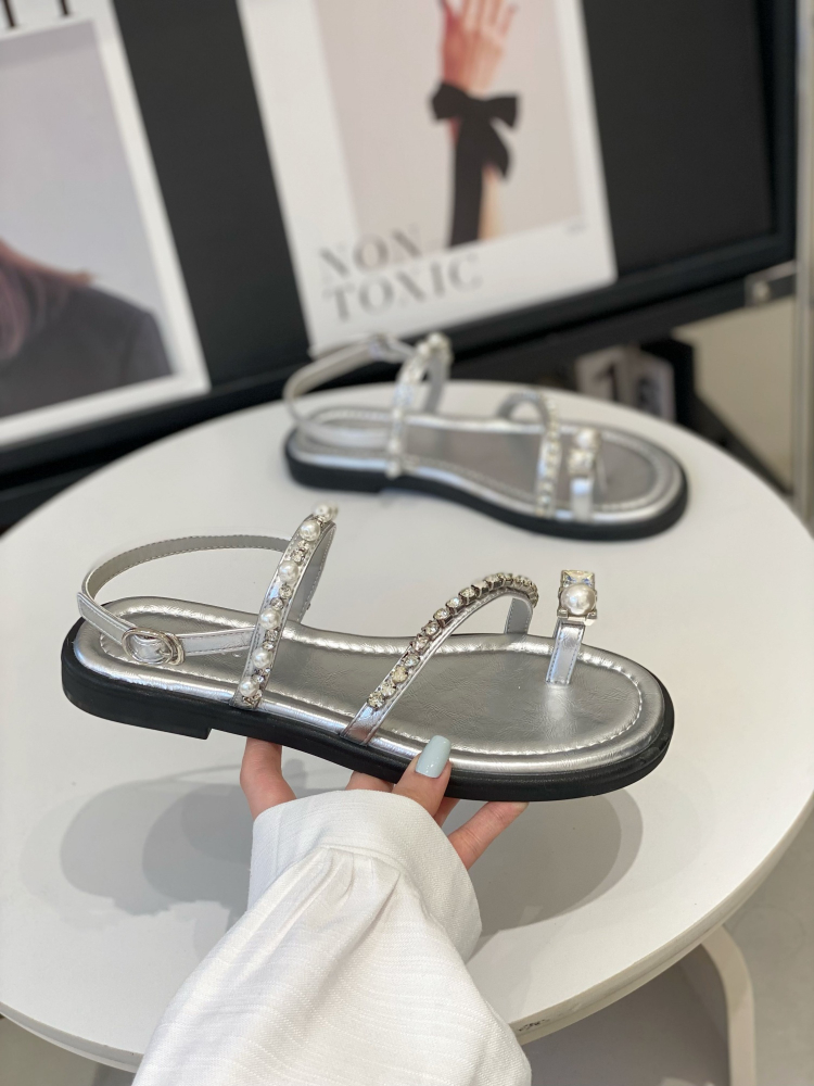 Summer 2025 Women's Diamond Pearl Toe-Post Sandals - Soft-Sole Thong Sandals, Stylish Beach Roman Shoes Summer 2025 Women's Diamond Pearl Toe-Post Sandals - Soft-Sole Thong Sandals, Stylish Beach Roman Shoes