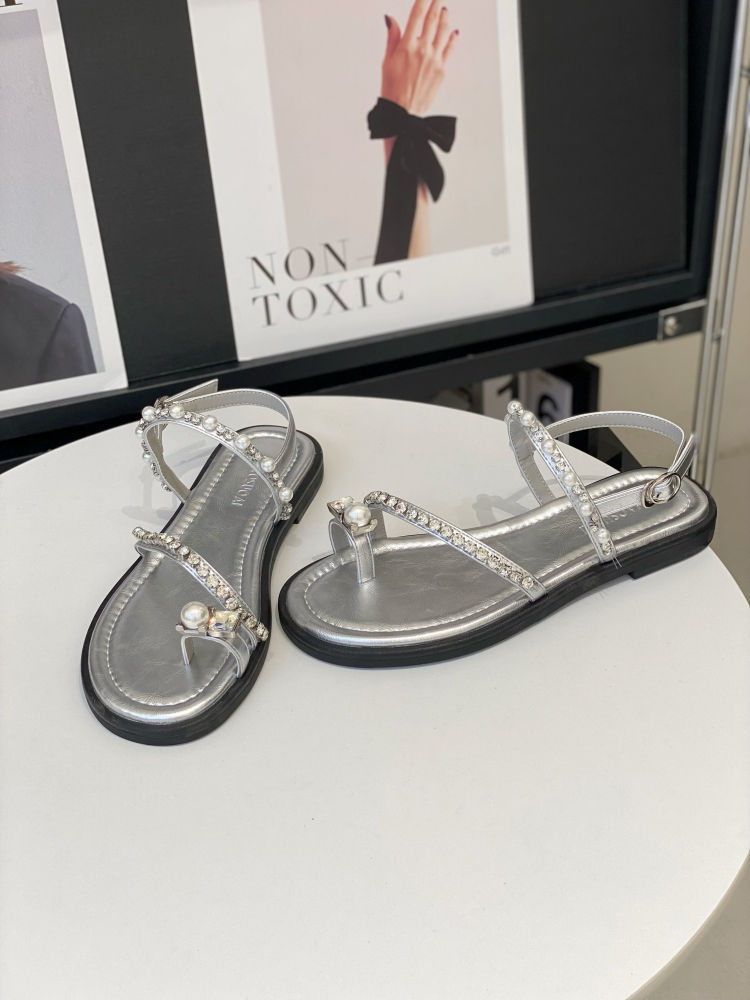 Summer 2025 Women's Diamond Pearl Toe-Post Sandals - Soft-Sole Thong Sandals, Stylish Beach Roman Shoes Summer 2025 Women's Diamond Pearl Toe-Post Sandals - Soft-Sole Thong Sandals, Stylish Beach Roman Shoes