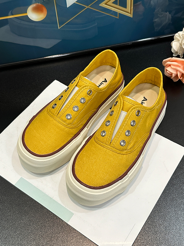 Summer 2025 Womenâ€™s Thick-Soled Height-Increasing Canvas Slip-On Sneakers, Breathable Casual Sports Shoes