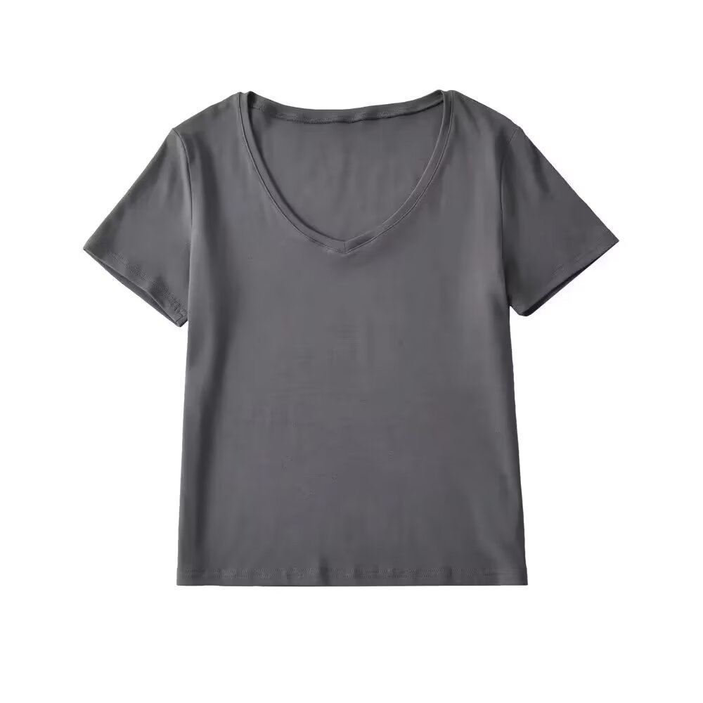 Summer 2025 Women's White V-Neck Short-Sleeve T-Shirt, Loose Fit Basic Top for Effortless Casual Style Summer 2025 Women's White V-Neck Short-Sleeve T-Shirt, Loose Fit Basic Top for Effortless Casual Style