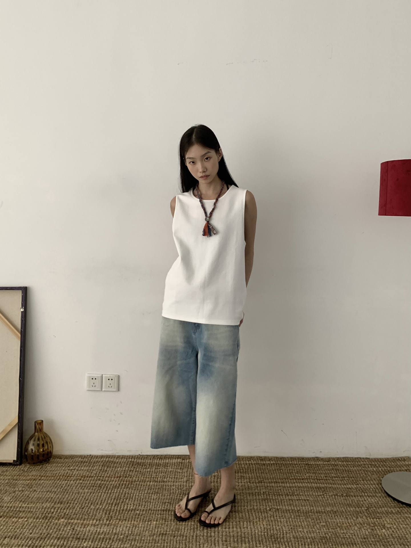 Summer American Vintage Wide Round Neck Sleeveless T-Shirt for Men and Women - Casual Loose Solid Color Top, 90s Style Summer American Vintage Wide Round Neck Sleeveless T-Shirt for Men and Women - Casual Loose Solid Color Top, 90s Style