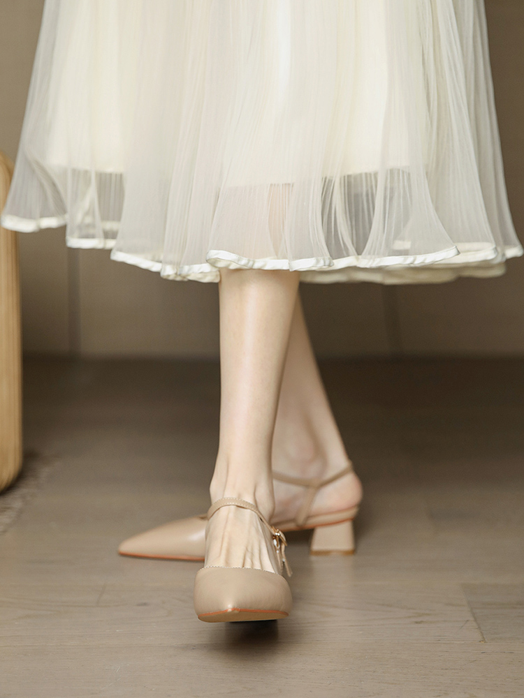 Summer Baotou Backless Sandals for Women - 3CM Chunky Heel, Minimalist Nude One-Strap Design, Retro 2025 Style Summer Baotou Backless Sandals for Women - 3CM Chunky Heel, Minimalist Nude One-Strap Design, Retro 2025 Style