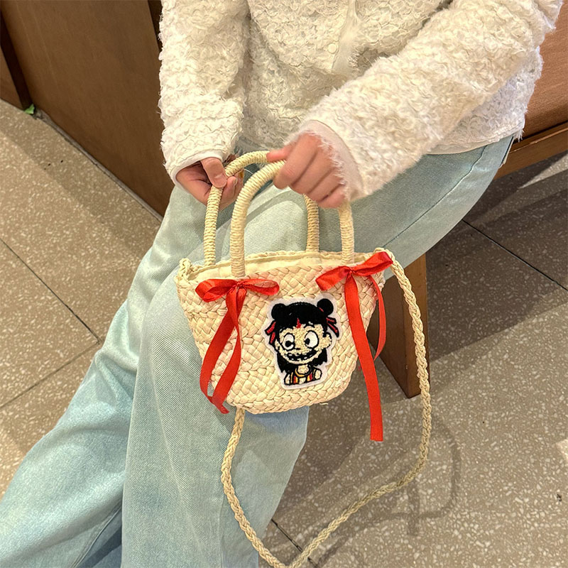 Summer Beach Vacation Woven Bag for Women, Versatile Cute Crossbody Bucket Bag, Straw Style, Perfect for Y2K and Boho Looks