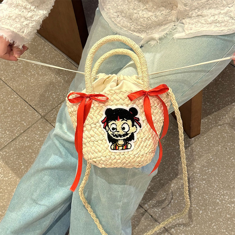 Summer Beach Vacation Woven Bag for Women, Versatile Cute Crossbody Bucket Bag, Straw Style, Perfect for Y2K and Boho Looks