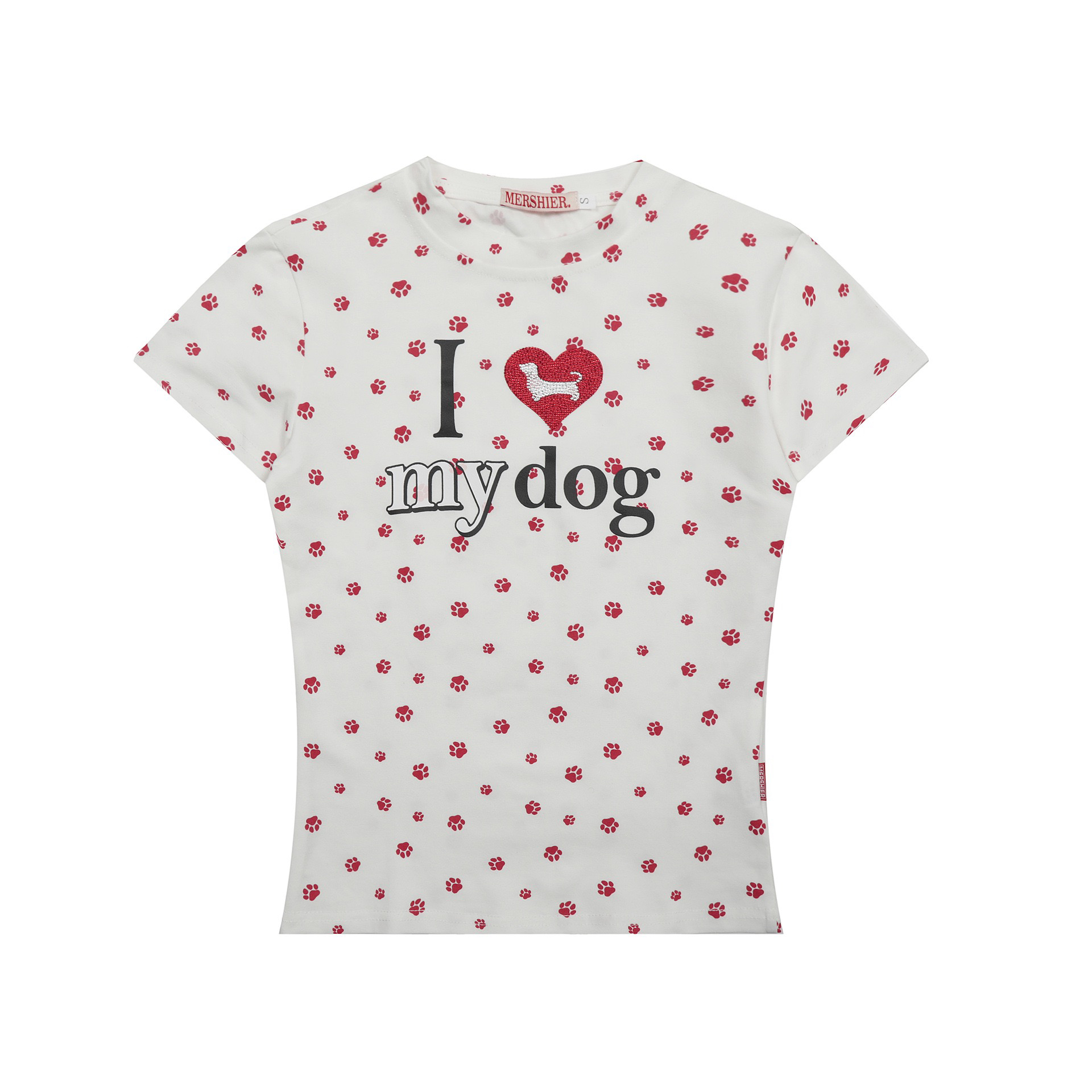 Summer Dance Set Women's Off-Shoulder Short Sleeve T-Shirt with Dog Paw Heart Print - Slimming Waist Casual Top Summer Dance Set Women's Off-Shoulder Short Sleeve T-Shirt with Dog Paw Heart Print - Slimming Waist Casual Top