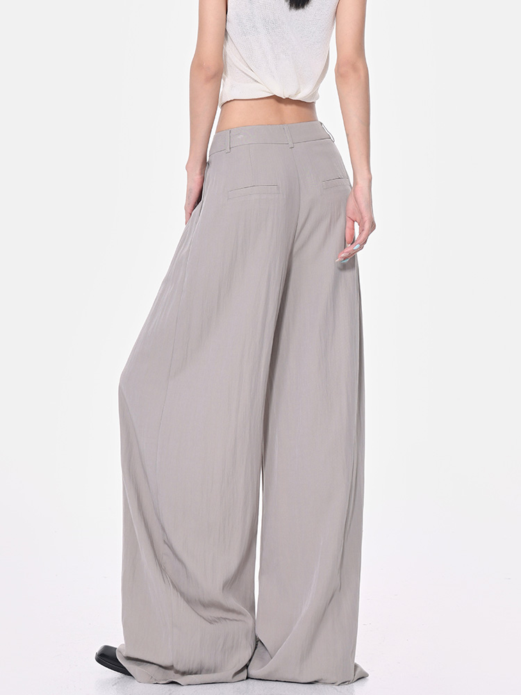 Summer Gray Ultra-Soft Tencel Casual Pants for Women, Loose Slim Wide-Leg Style, Trendy Everyday Fashion Summer Gray Ultra-Soft Tencel Casual Pants for Women, Loose Slim Wide-Leg Style, Trendy Everyday Fashion