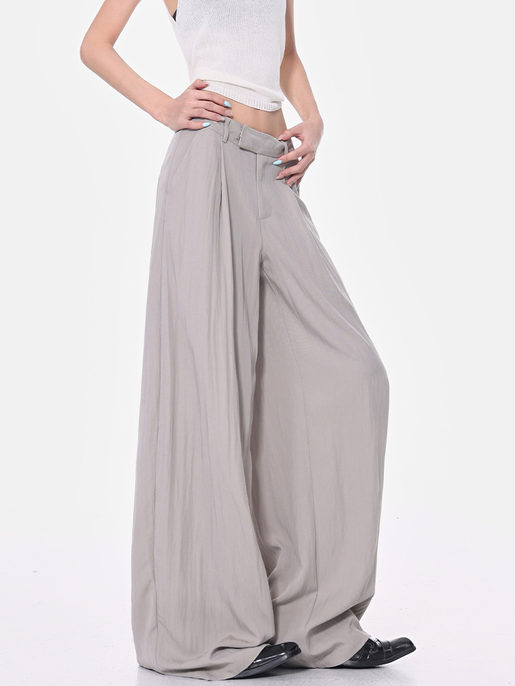 Summer Gray Ultra-Soft Tencel Casual Pants for Women, Loose Slim Wide-Leg Style, Trendy Everyday Fashion Summer Gray Ultra-Soft Tencel Casual Pants for Women, Loose Slim Wide-Leg Style, Trendy Everyday Fashion