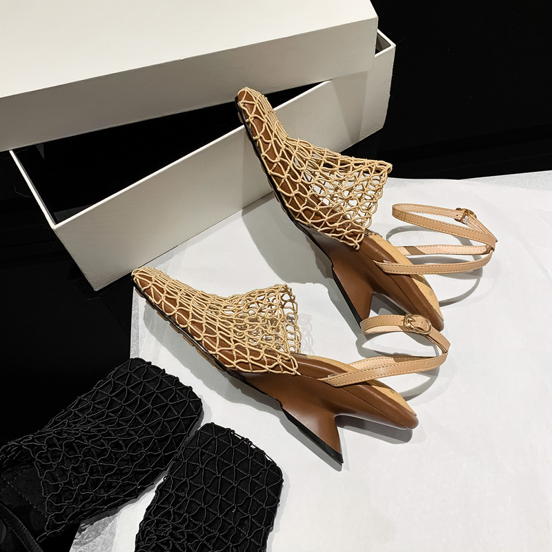 Summer Love Net Sexy Breathable Mesh Irregular Wedge Heeled Sandals for Women - Trendy Hollow Design for Chic Summer Style
