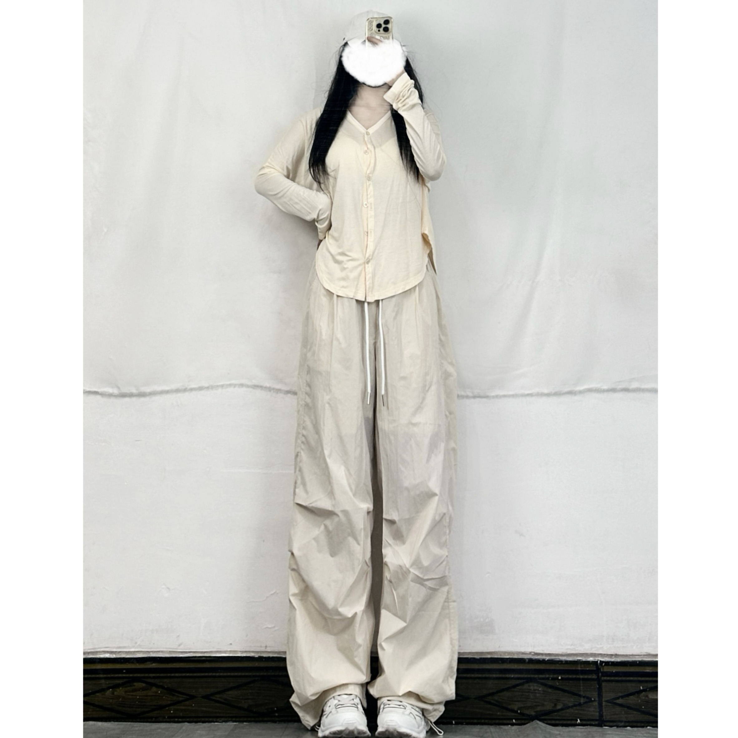 Summer Multi-Color Pleated Dance Cover-Up with Drawstring Cuffed Casual Long Pants - Y2K High Street Hot Girl Style