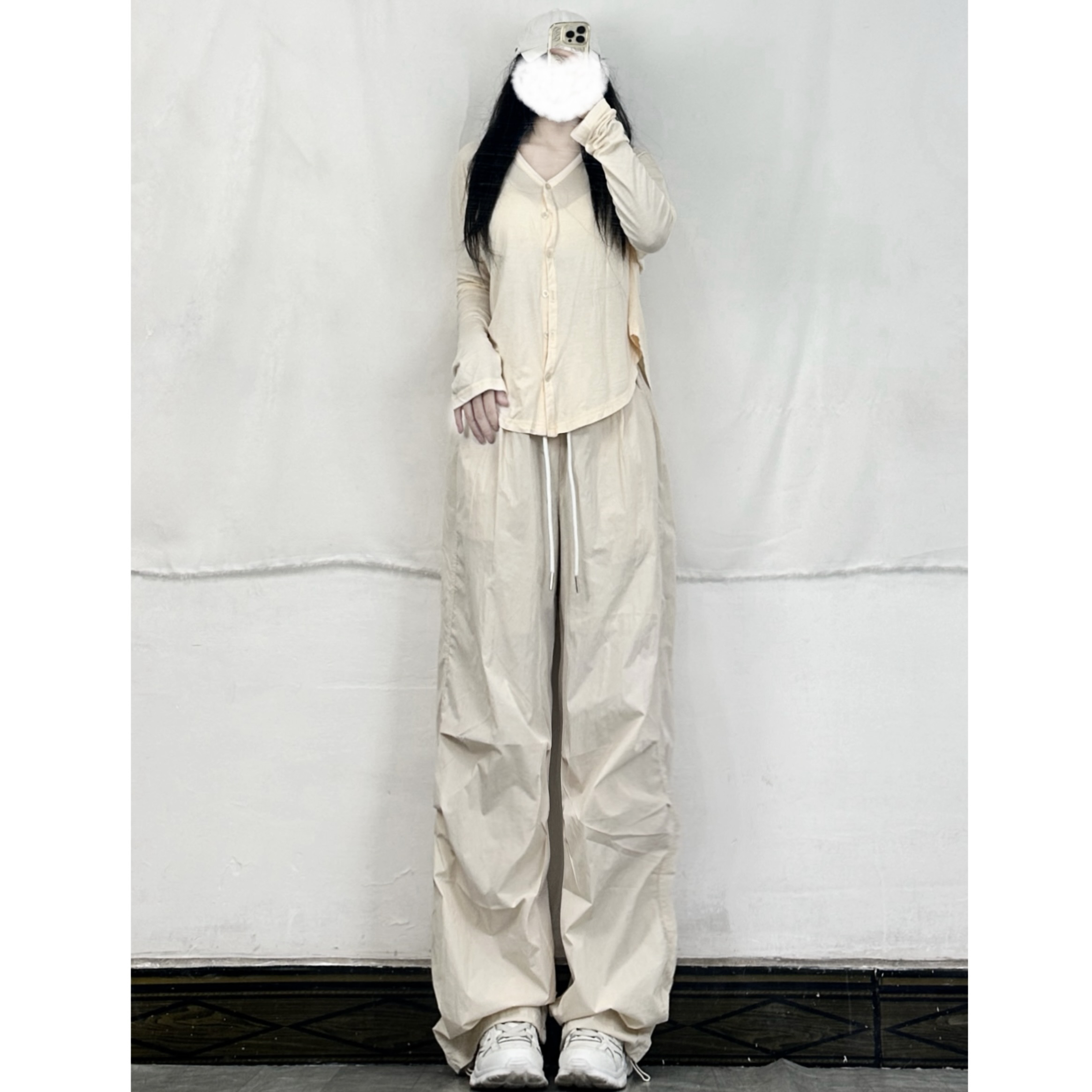 Summer Multi-Color Pleated Dance Cover-Up with Drawstring Cuffed Casual Long Pants - Y2K High Street Hot Girl Style Summer Multi-Color Pleated Dance Cover-Up with Drawstring Cuffed Casual Long Pants - Y2K High Street Hot Girl Style