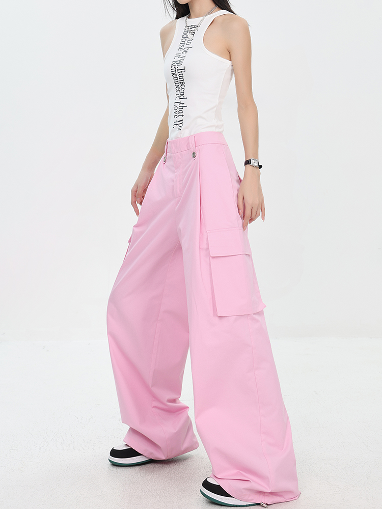 Summer New American Dopamine Color Work Pants for Women - High Waist Straight Wide Leg Casual Trousers, Perfect for Summer Style Summer New American Dopamine Color Work Pants for Women - High Waist Straight Wide Leg Casual Trousers, Perfect for Summer Style