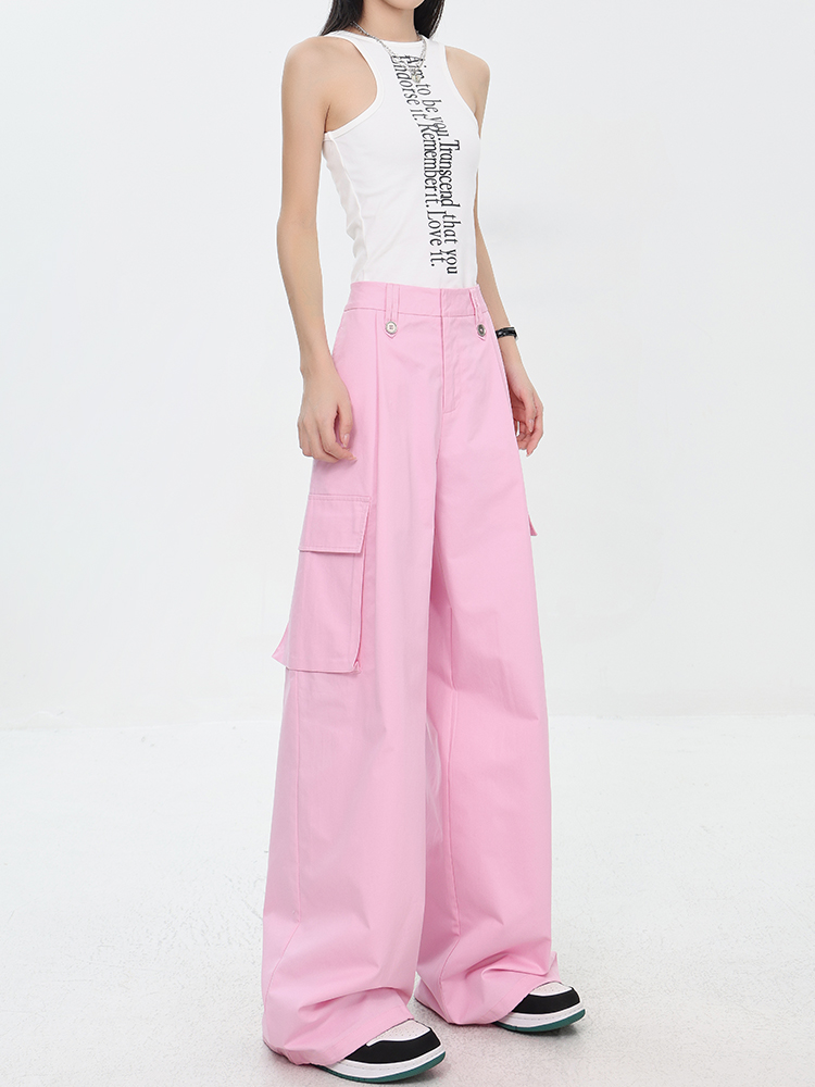Summer New American Dopamine Color Work Pants for Women - High Waist Straight Wide Leg Casual Trousers, Perfect for Summer Style Summer New American Dopamine Color Work Pants for Women - High Waist Straight Wide Leg Casual Trousers, Perfect for Summer Style