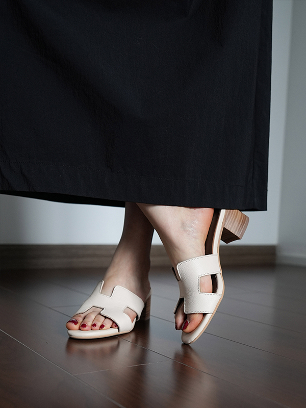 Summer Open-Toe H-Shaped Sandals for Women - Chunky Mid-Heel Vacation Style Footwear