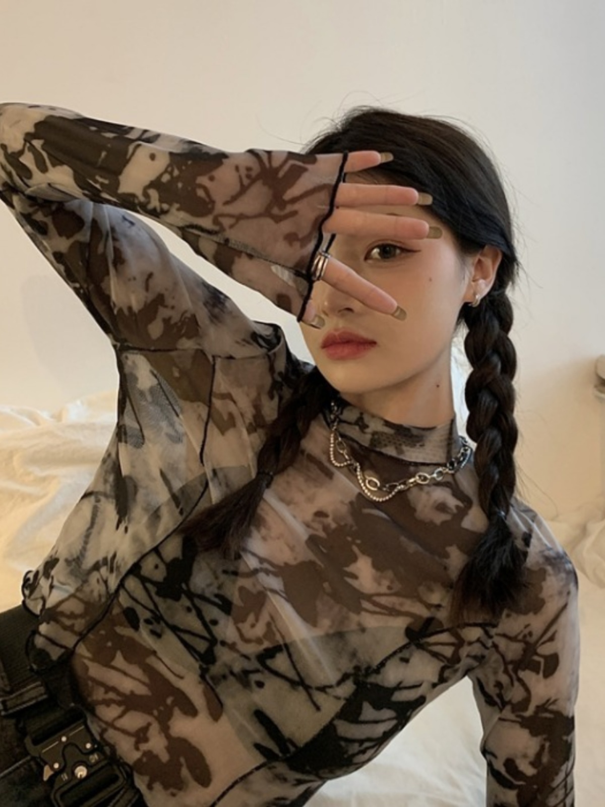 Summer Tie-Dye Chiffon Sheer Top for Women - Lightweight Mesh Layer, Perfect for Jazz Dance and Spicy Style