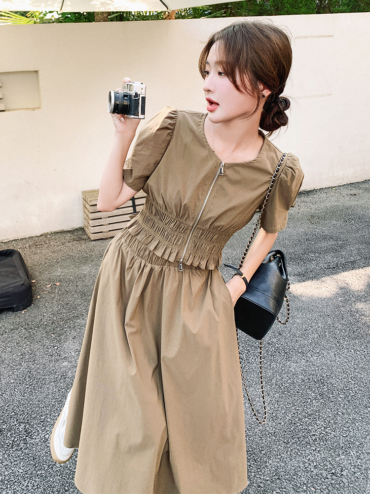 Summer Women's Two-Piece Outfit Set, Waist-Cinching Long Dress, Chic 2025 Style, Age-Reducing High-End Look