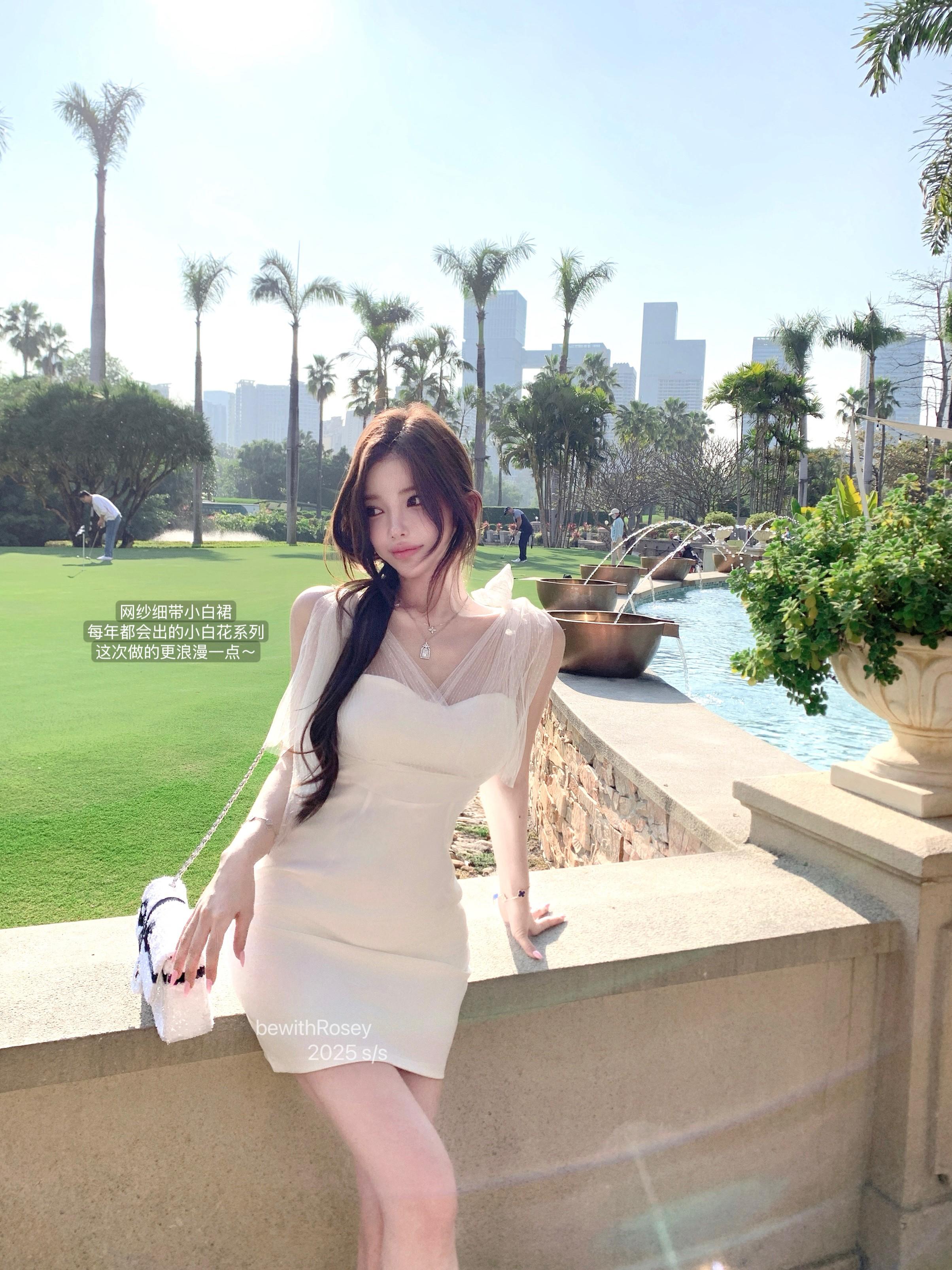 Super Fairy Mesh Splicing Strapless Dress with Bow Tie and Jasmine White Flower Design â€“ Y2K Slim Fit Fashion