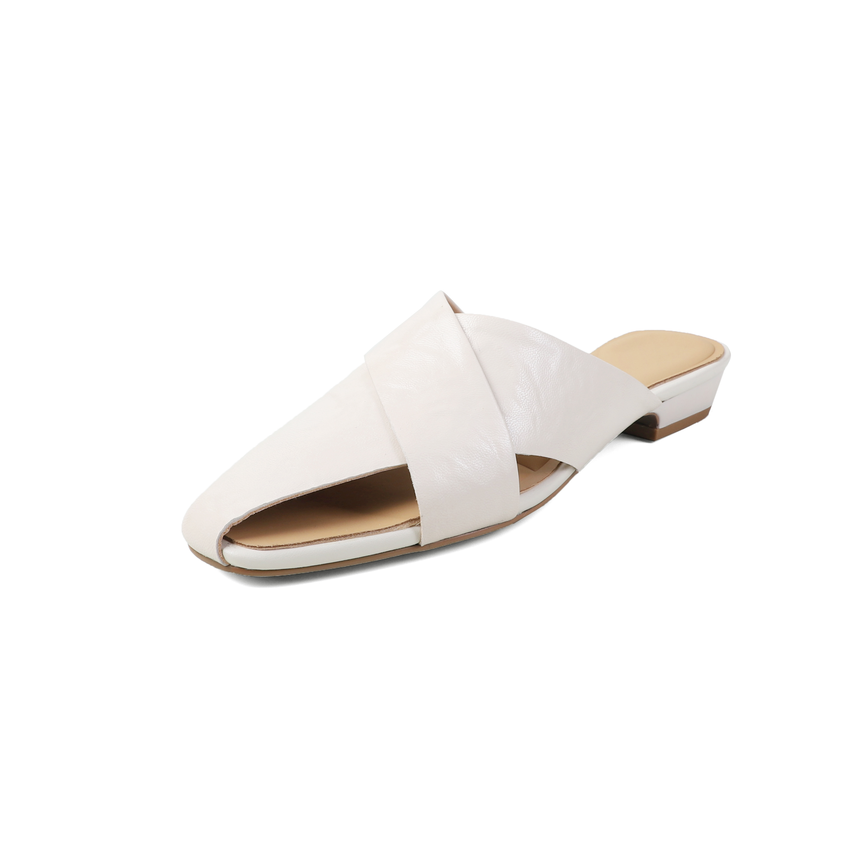 Super Soft Lambskin Hollowed-Out Square-Toe Sandals for Women - Trendy Summer Outdoor Half-Slippers