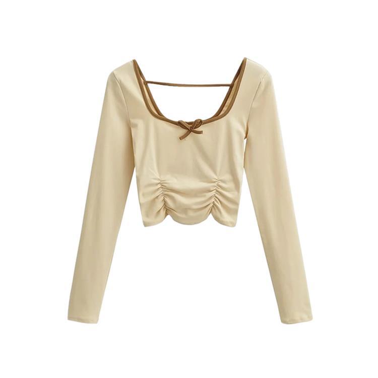 Sweet and Spicy Blue Square Collar Pleated Short Top with Spliced Letter Sports Pants - Trendy Dance Outfit for Girls Sweet and Spicy Blue Square Collar Pleated Short Top with Spliced Letter Sports Pants - Trendy Dance Outfit for Girls