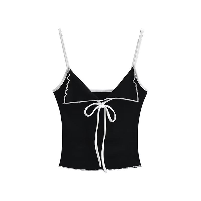 Sweet and Spicy Color-Block Bow Tie Camisole Jazz Dance Top for Women - Chic 90s Inspired Dance Outfit Sweet and Spicy Color-Block Bow Tie Camisole Jazz Dance Top for Women - Chic 90s Inspired Dance Outfit