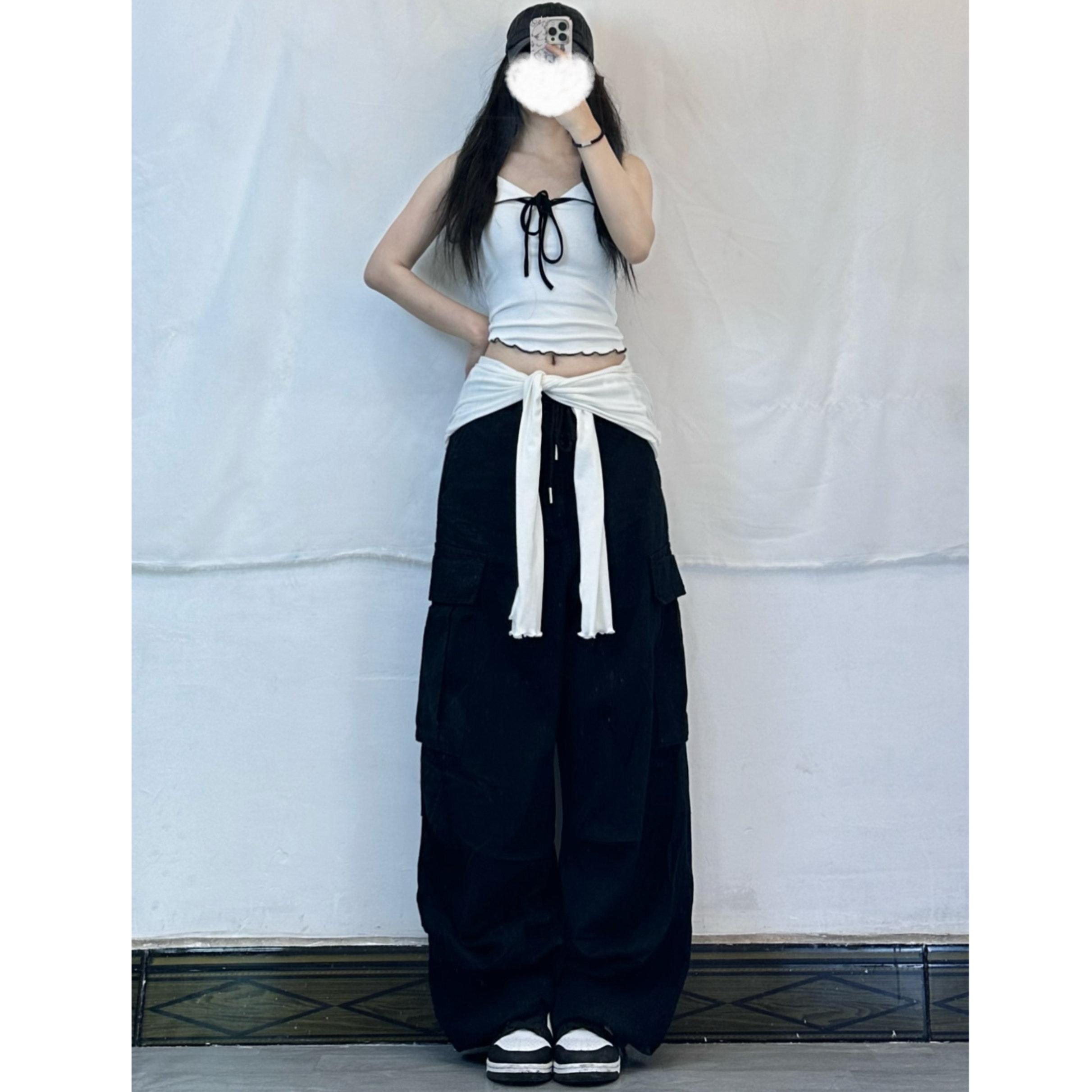 Sweet and Spicy Color-Block Bow Tie Camisole Jazz Dance Top for Women - Chic 90s Inspired Dance Outfit